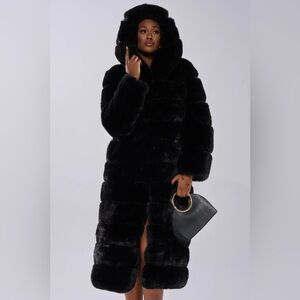 Akira Black Faux Fur Coat